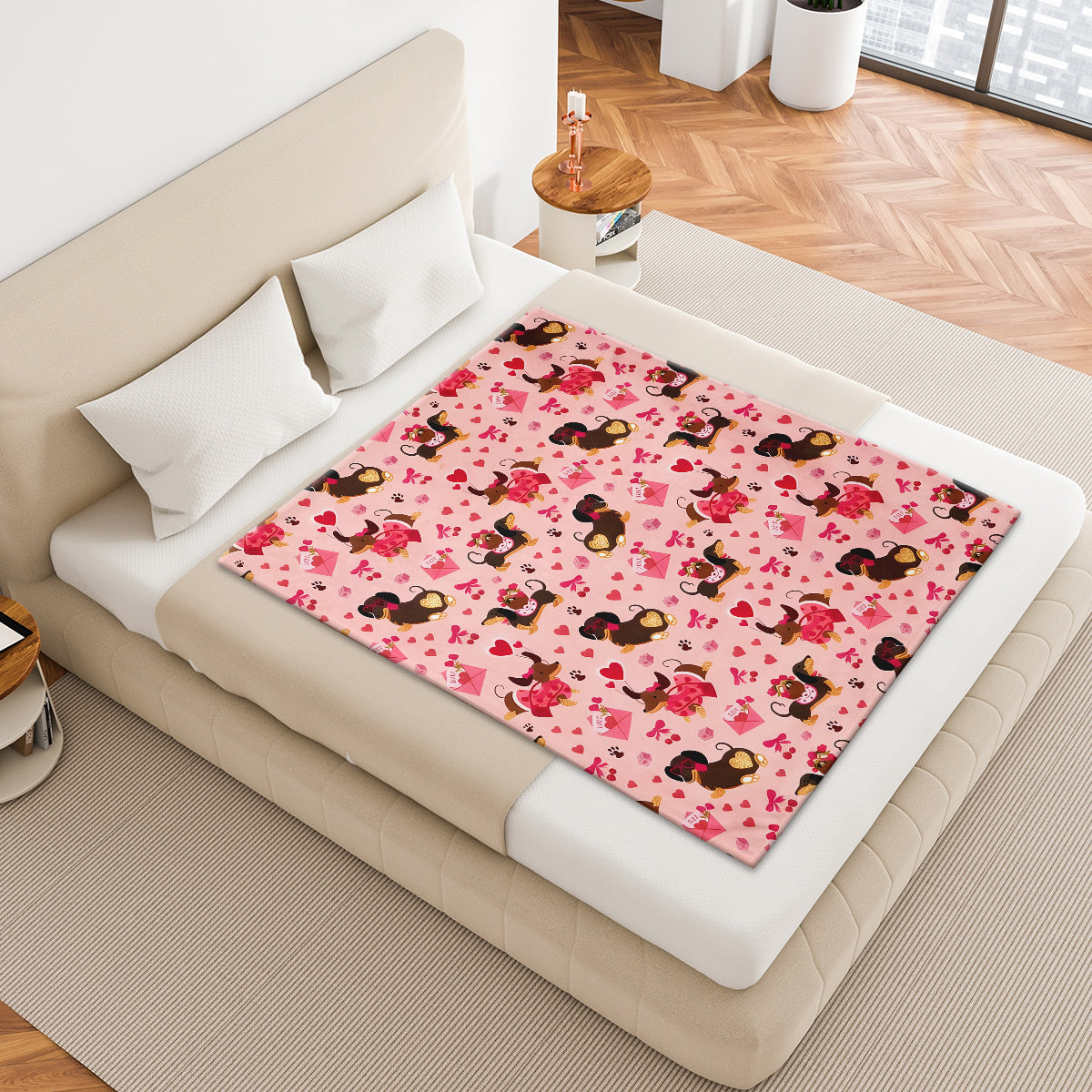 Valentine’s Day Dachshund Love Blanket – Perfect for Couples