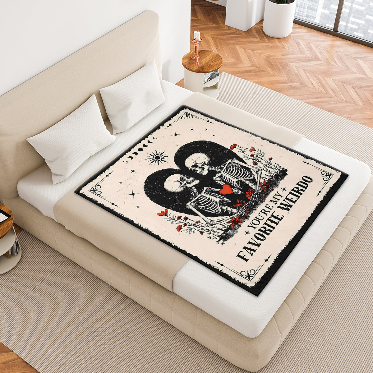 Skeleton Heart Blanket – Special Valentine’s Day Gift for Couples