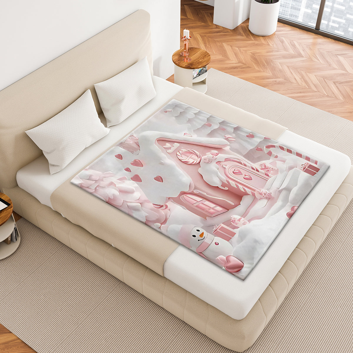 Cozy Christmas Cottage Custom Blanket