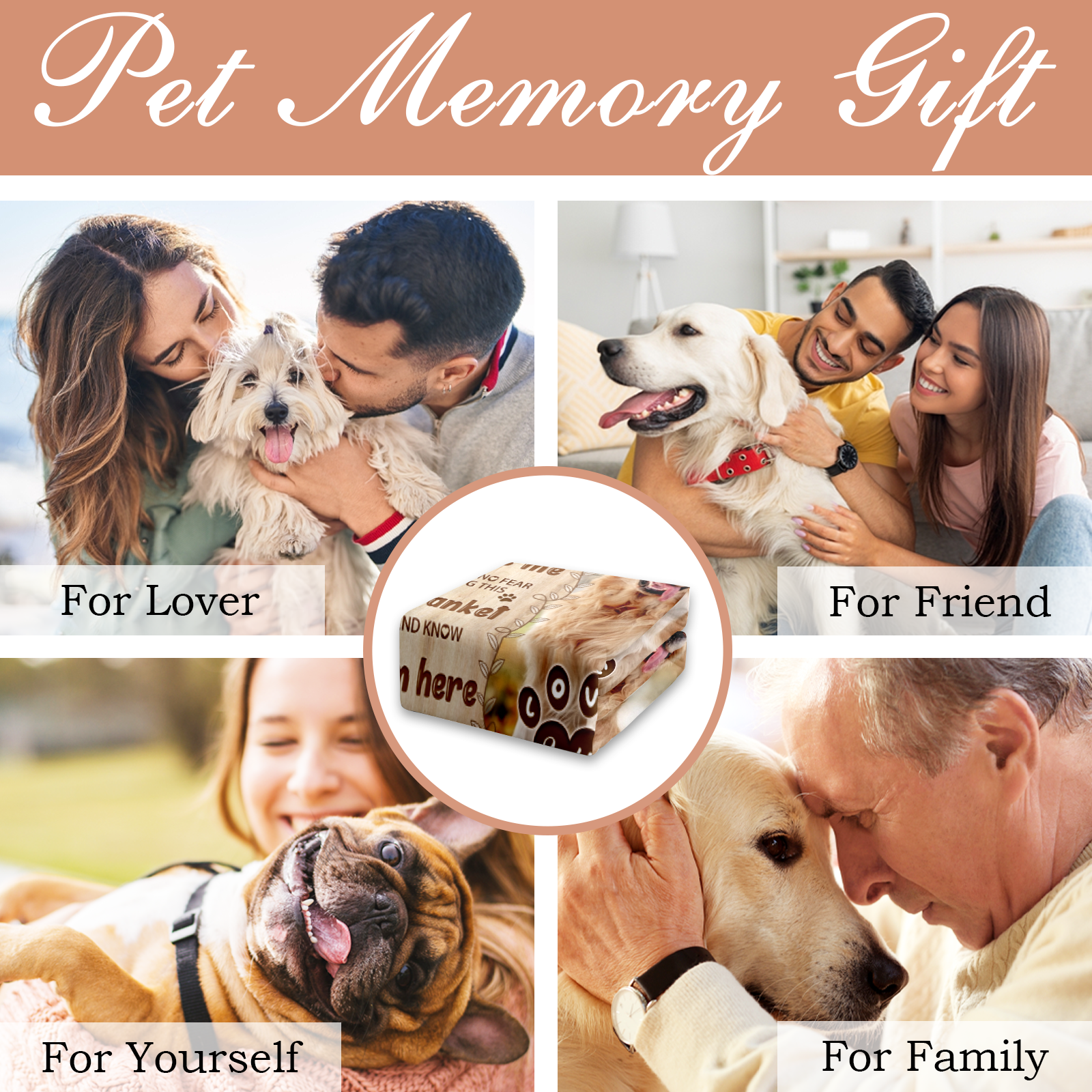 Custom Dog Remembrance Blanket with Photo & Name