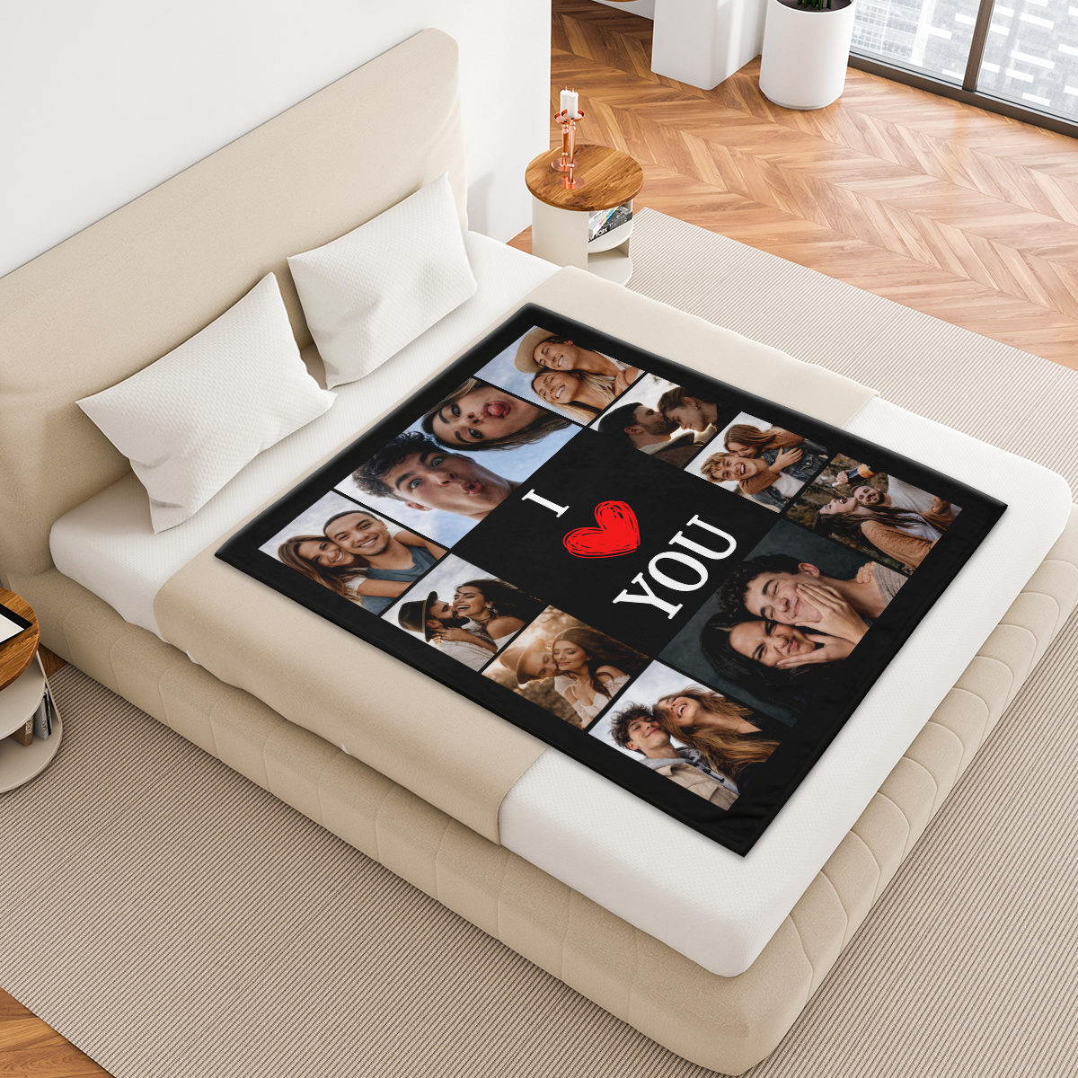 Personalized Couple Photo Blanket – Upload Photos & Add Names