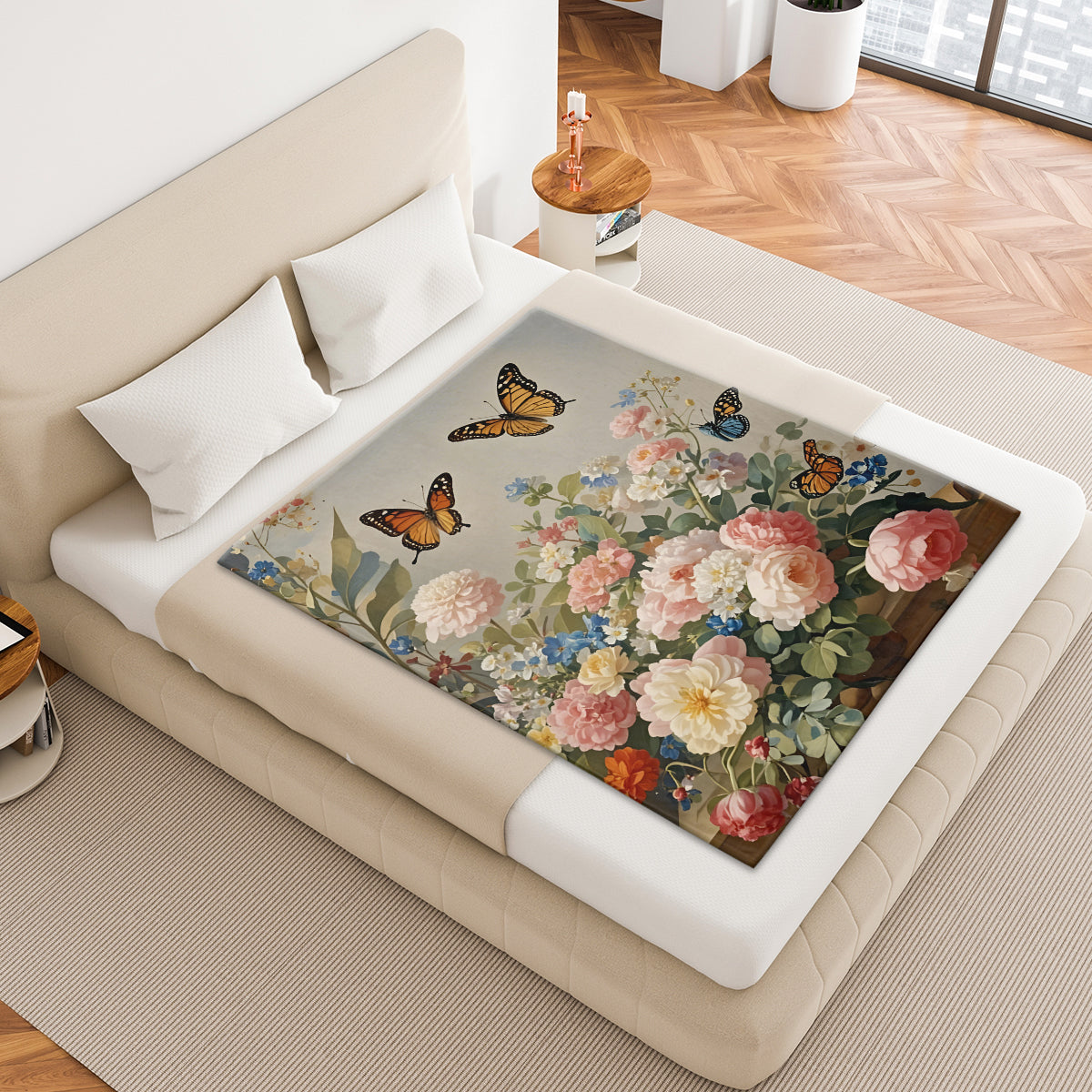 Flower Garden Polyester Blanket