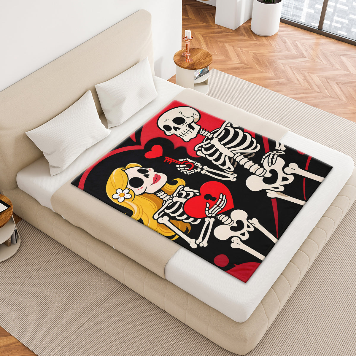 Skeleton Couple Love Blanket – Unique Valentine’s Day Gift for Him & Her