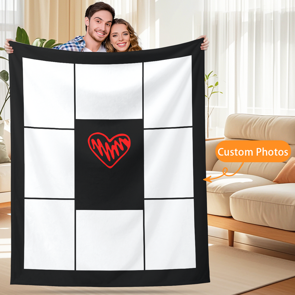Personalized Couple Photo Blanket – Upload Photos & Add Names