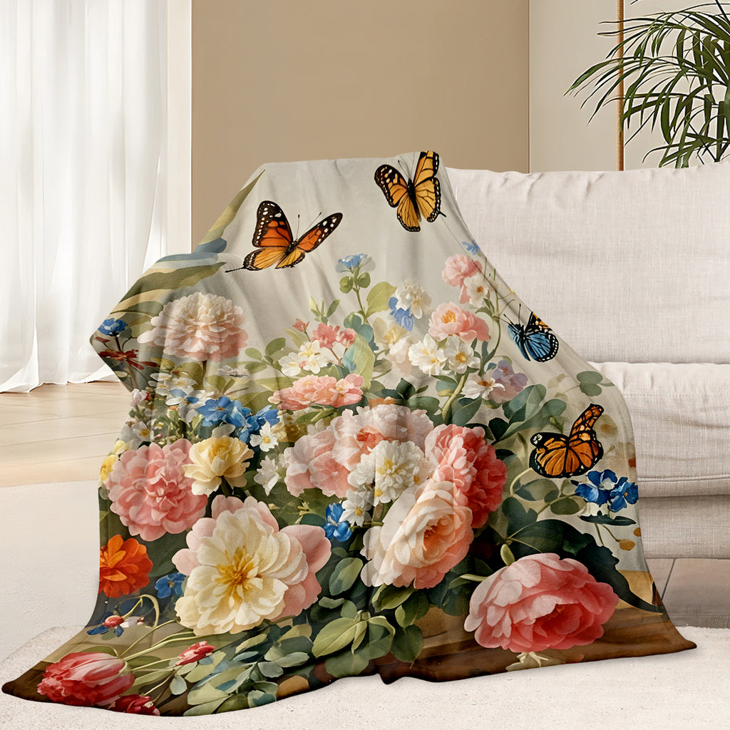 Flower Garden Polyester Blanket