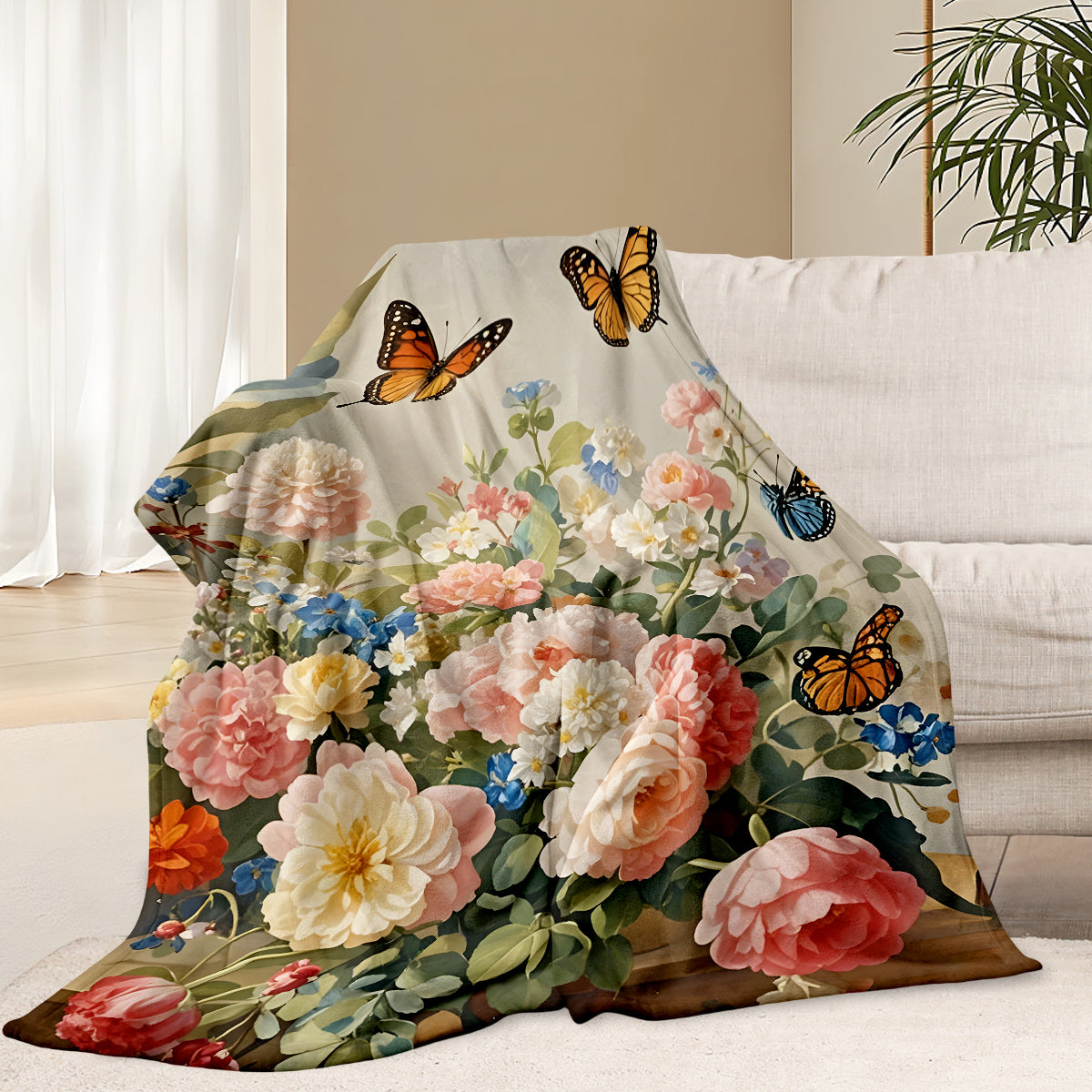 Flower Garden Polyester Blanket