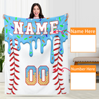 Ice-Cream-Drip–Inspired Baseball Blanket with Name and Number