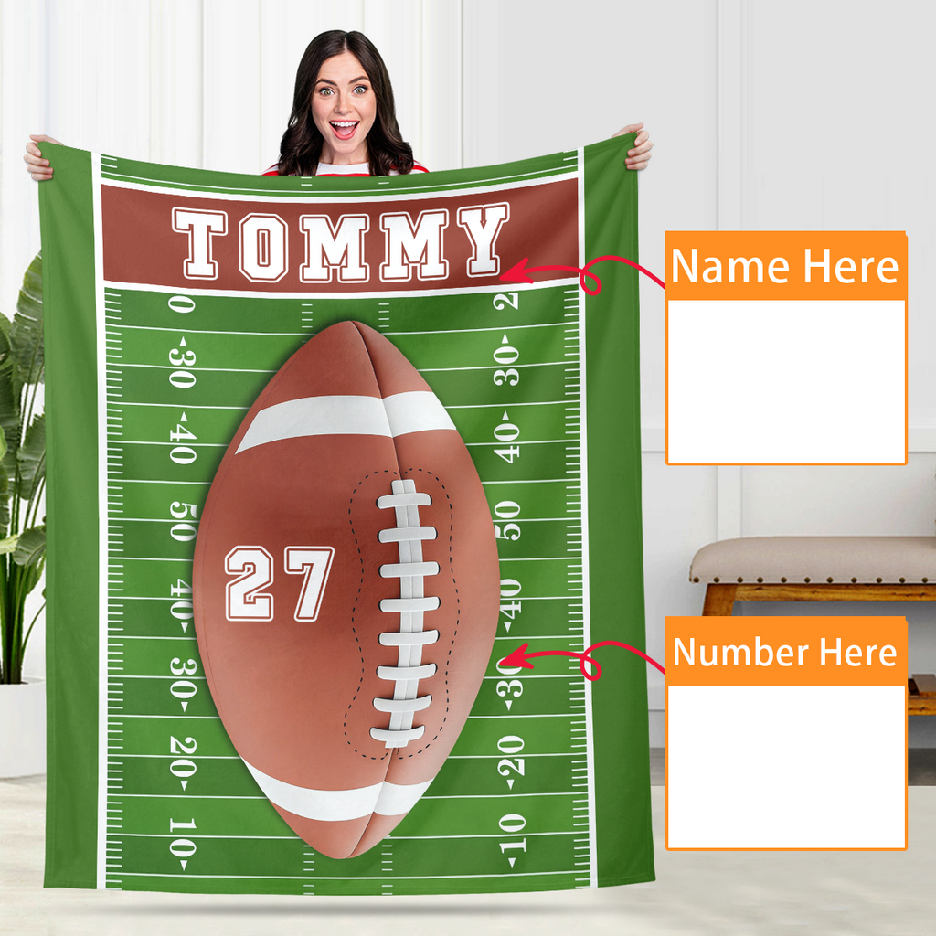 Custom Football Blanket with Name & Number